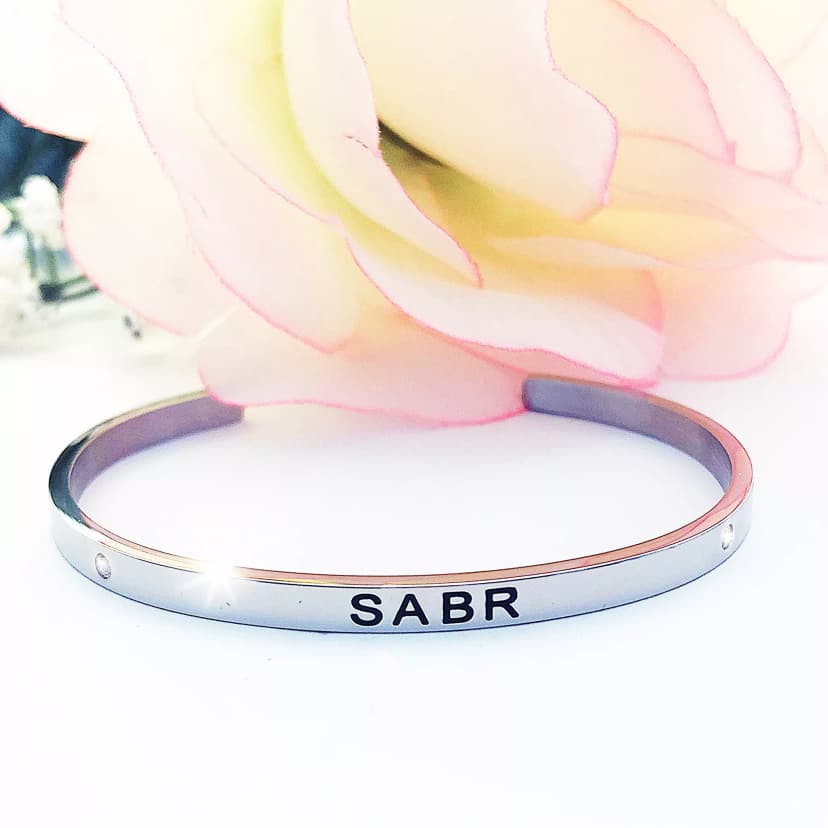 Patience Silver Cuff Bangle — Sabr Engraving