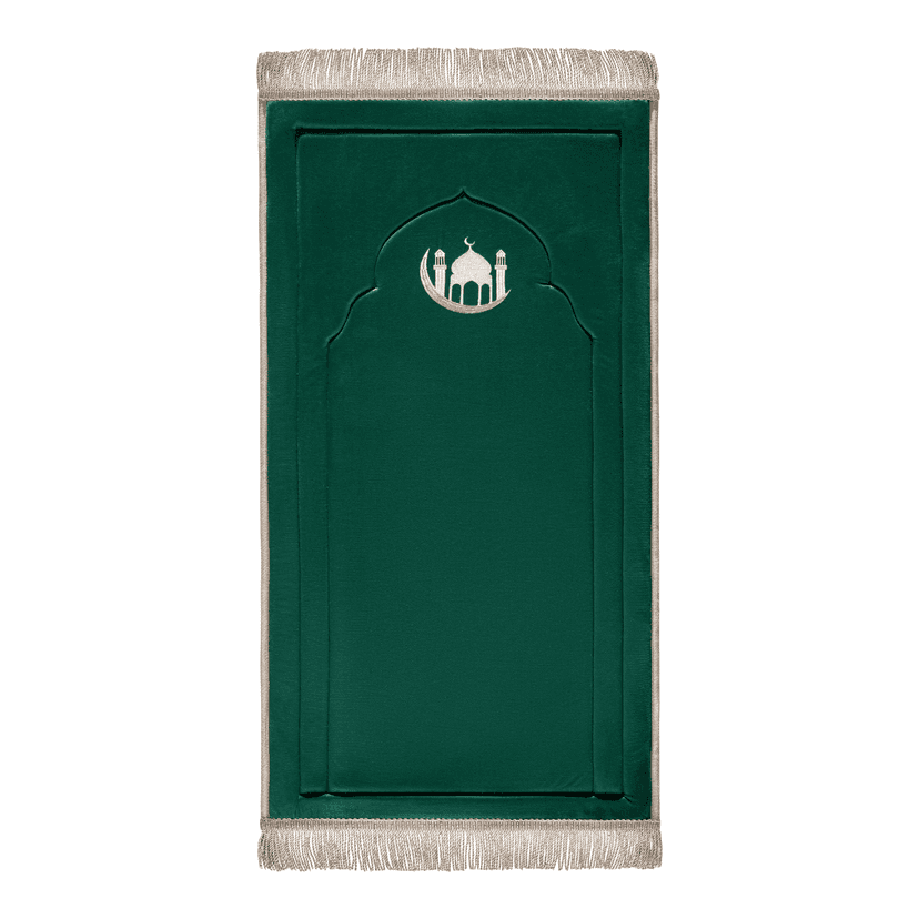 Premium Embroidered Velvet Prayer Mat – Padded Comfort