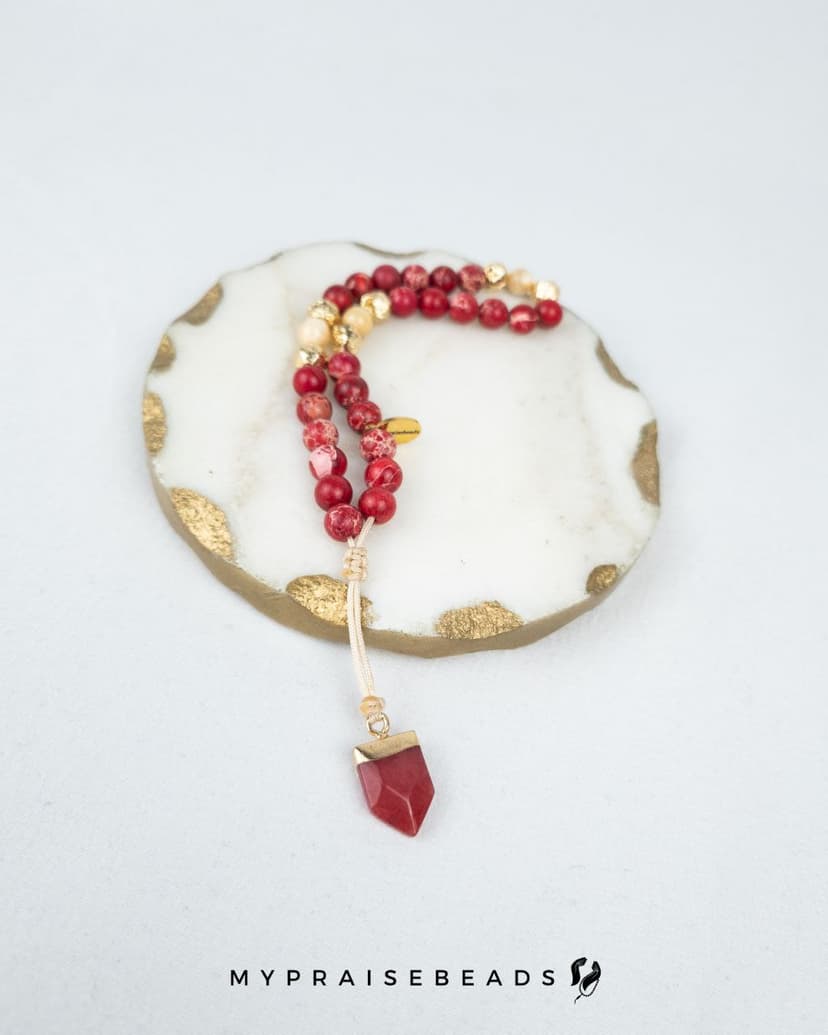 Red Sea Sediment Tasbih Bracelet — 33 Beads with Luxury Gift Box
