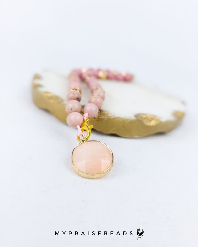Rhodonite Bag Charm Tasbih — 33 Beads