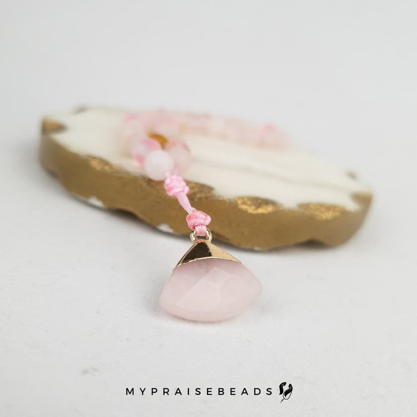 Rose Quartz & Moonstone Tasbih Bracelet — 33 Beads