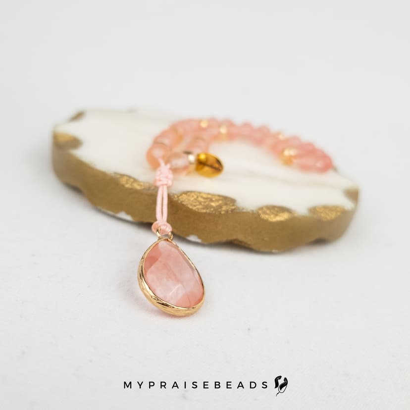 Watermelon Quartz Tasbih Bracelet — 33 Beads