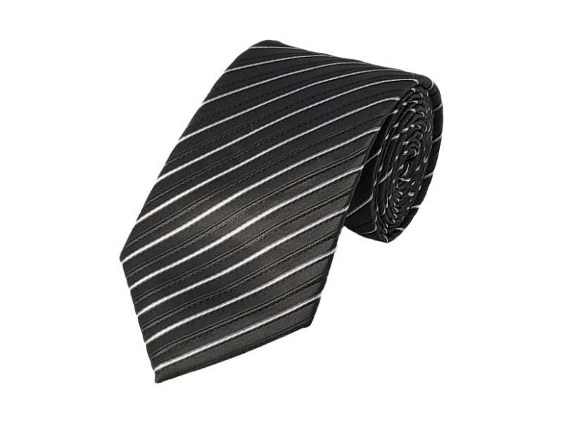 White and Black Diagonal Striped Tie