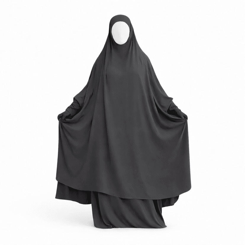 Asma 2-Piece Jilbab Set with Matching Niqab — Dark Gray