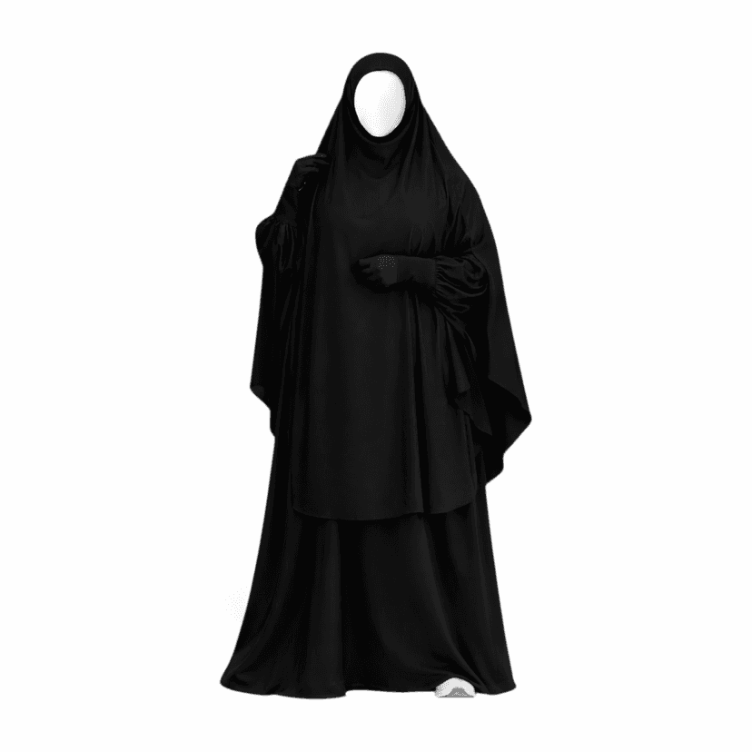 Umm al-Kayr 3-Piece Black Wudu-Friendly Jilbab Set