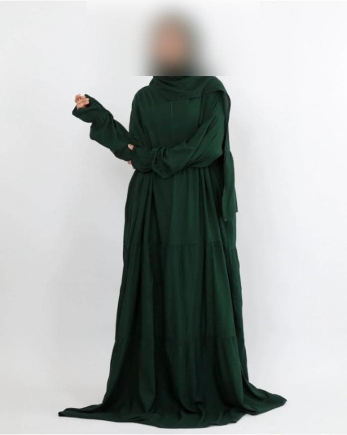 Forest Green Ladies Prayer Abaya with Attached Scarf