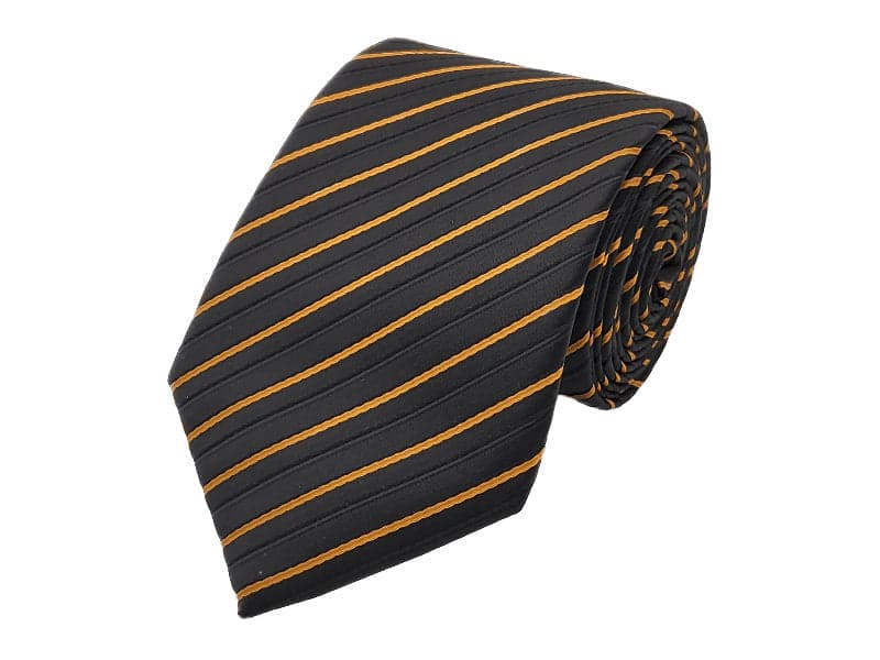 Gold and black diagonal striped tie - Eid Gifts For Him - Eid Gifts For Husband/Father - Islamic Men's Accessories - Mens Accessories - Islamic Gifts For Him - Islamic Gifts For Father/Husband