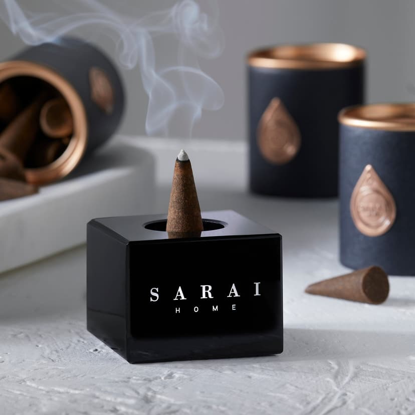Incense Cone Trio & Black burner - Oud incense cone set - Luxury bakhoor cone gift set - Islamic home fragrance gift - Ramadan home scent set - Premium oud incense cones