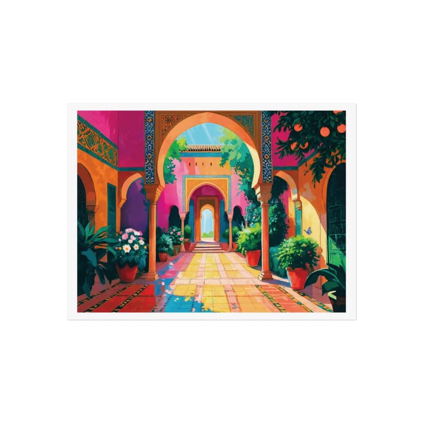 Luminous Courtyard | Digital Download Art Print - Andalusian Courtyard Art Print - Islamic Wall Art - Digital Download - Muslim Home Decor - Islamic Poster