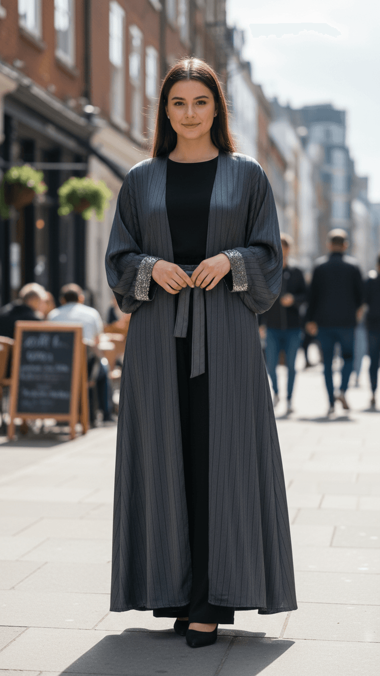 Luxury Korean Nida 3 Piece Abaya with Hijab | Microstone Sleeve Design | Nida Abaya | Abaya Set | Muslim Modest Clothing | Islamic Modest Wear For Women