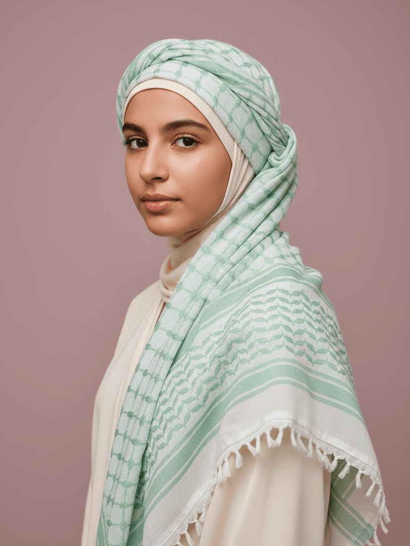 Mint Green Keffiyeh - Palestine keffiyeh - Palestine scarf - Islamic scarf - Islamic shemagh - Palestine clothing