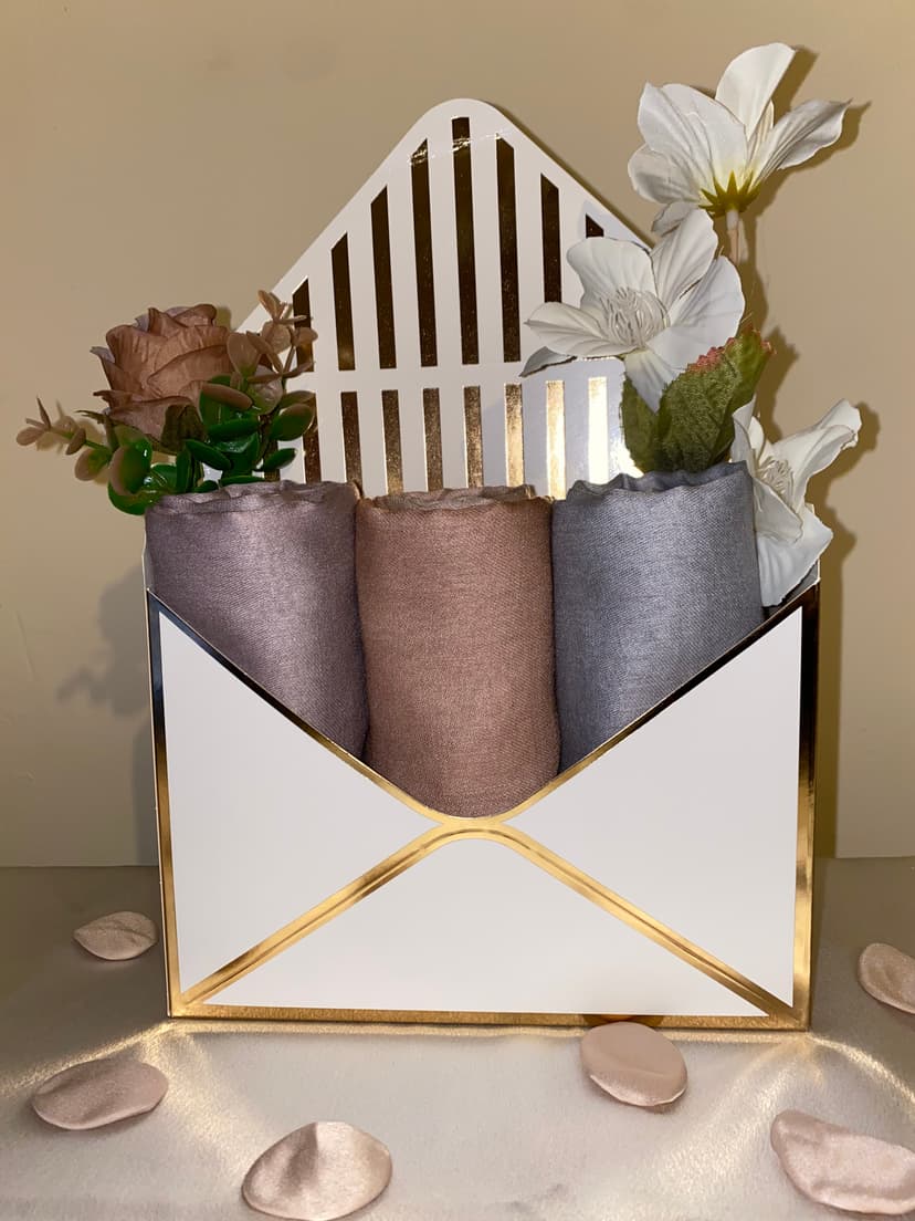 Modal ombre hijab box - Set of 3 - Hijab gift box - Hijab Hampers - Islamic Gift for Eid, Ramadan, Umrah, Mothers Day, New Mom, New Muslim, Muslim Revert - Hijab Envelope For Her