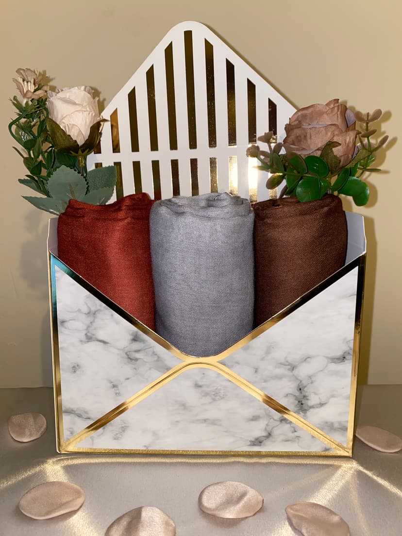 Ombre modal hijab box - Set of 3 - Ombre modal hijab gift box - Modal hijab hampers - Islamic Gift for Eid, Ramadan, Umrah, Mothers Day, New Mom, New Muslim, Muslim Revert