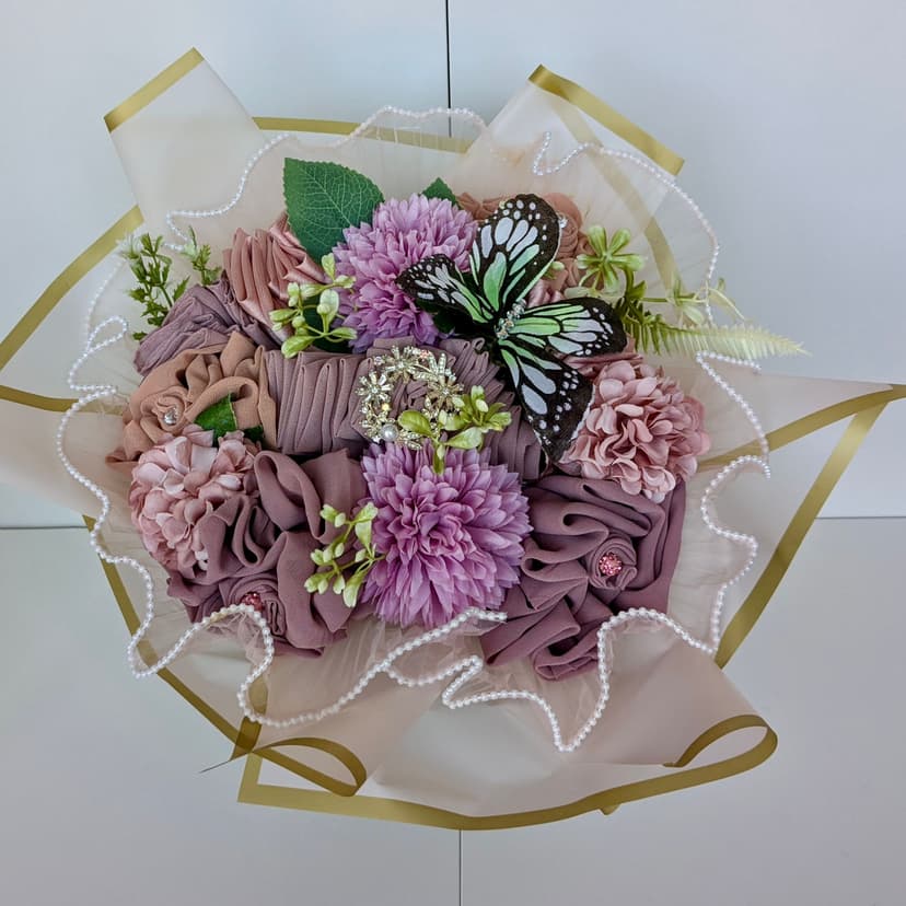 Pink Chiffon Handmade Hijab Bouquet | Islamic Gift Eid/Ramadan Gift | Umrah/Hajj Gift | Luxury Islamic Gift | Islamic Gifts | Islamic Handmade Gift for Her, Mother, Daughter, New Muslim, Muslim Revert, Sister or Friend | Luxury Hijab Bouquets Gifts