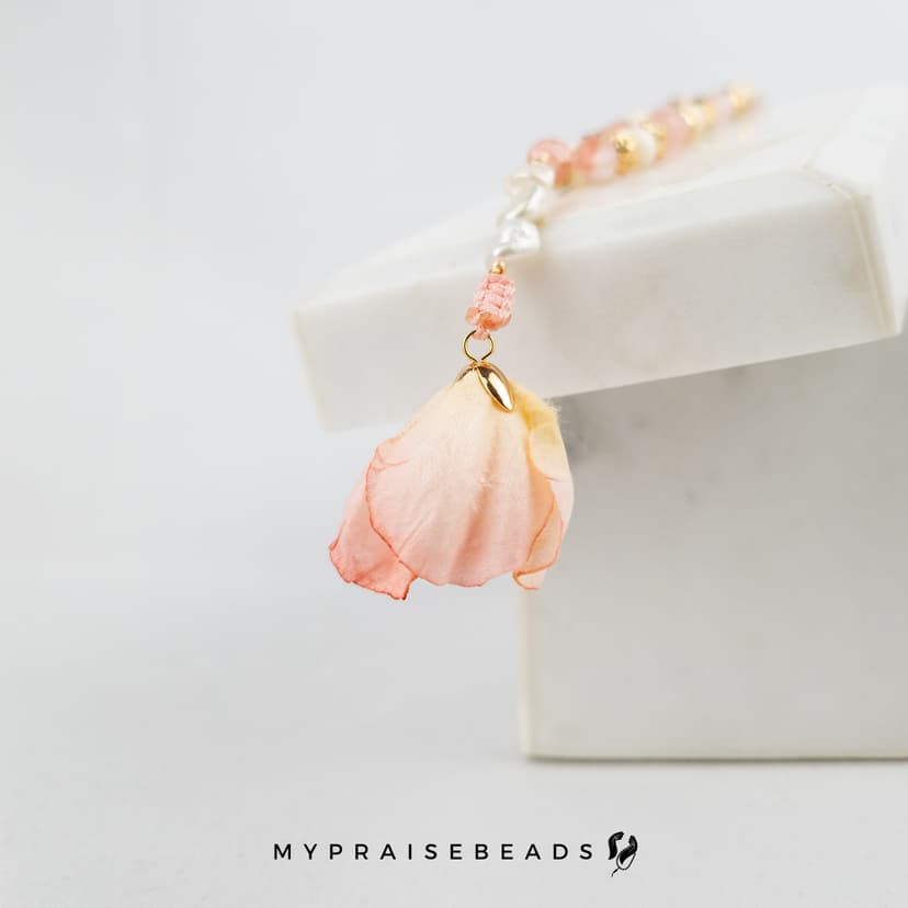 Pink Quartz Flower Tasbih - 99 Beads - Muslim Prayer Beads - Islamic Gifts - Islamic Tasbihs - Muslim Tasbeeh - Muslim revert gift - New muslim gift - Eid/Ramadan Gift - Hajj/Umrah Gift - Luxury Tasbih