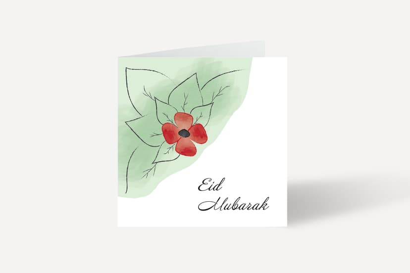 Poppy Eid Card - Square Eid Card - Eid Celebration Card - Eid Greetings Card