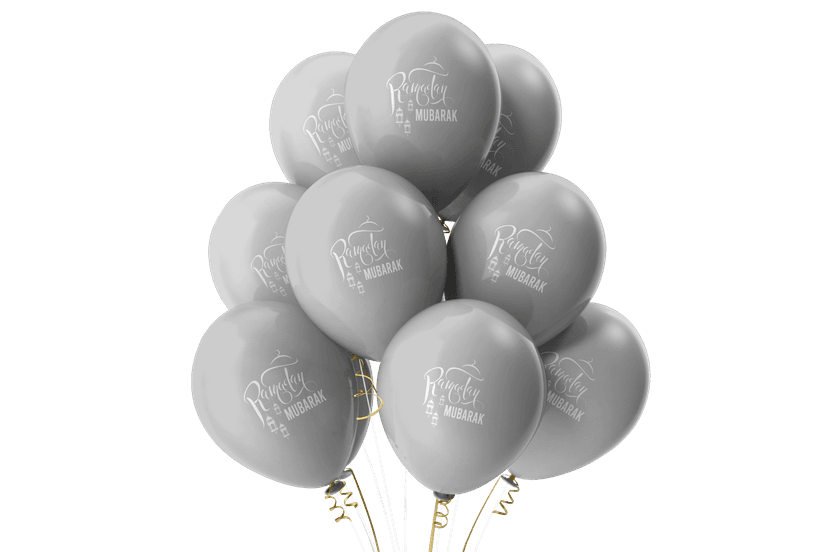 RAamadan Mubarak Balloons (Pack of 10) - Silver
