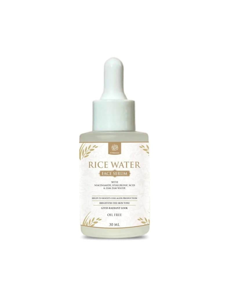 Rice Water Face Serum with Niacinamide, Zam Zam Water - Hydrate, brighten, and refine - Islamic skincare - Halal skincare - Halal hydrating serum - Halal brightening serum