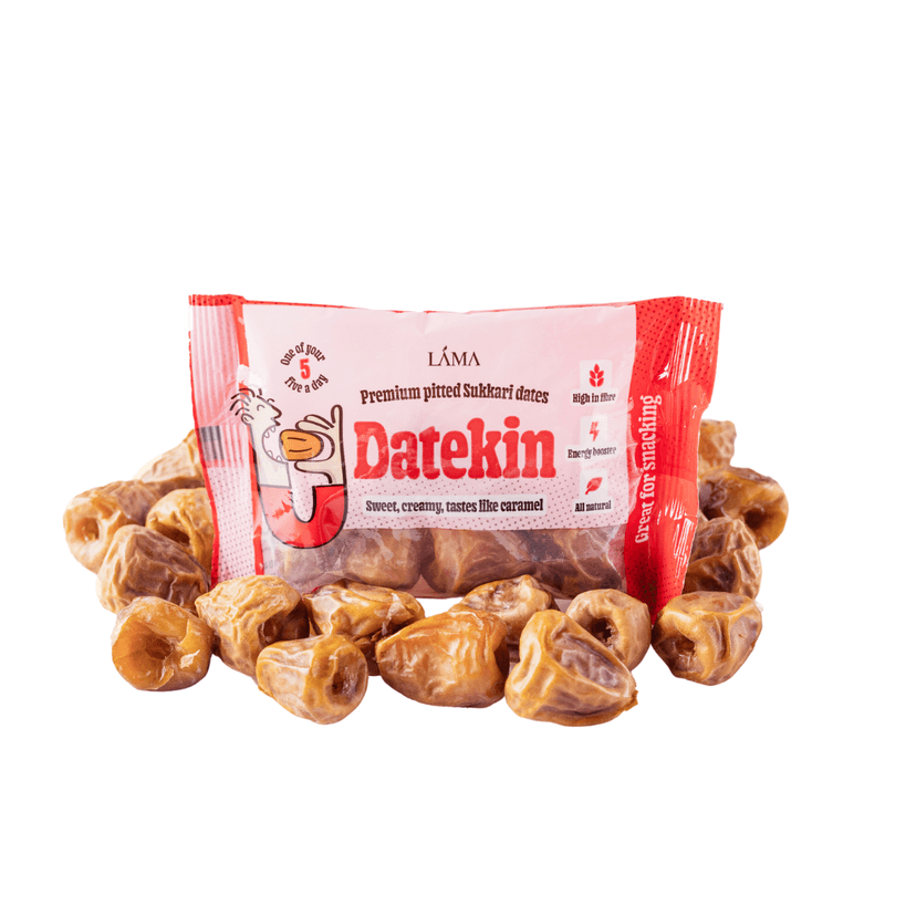 Sukkari Dates 12-Pack by Datekin | Pack of 12 x 60g | Natural Caramel Dates Taste | Healthy Halal On-The-Go Snack | Premium Sukkari Dates | Halal Snack | Ramadan/Eid Food | Iftar Food