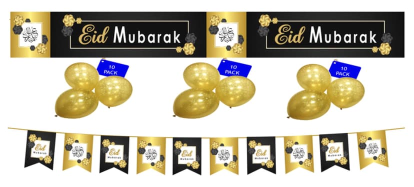 White & Gold Marble Eid Mubarak Set