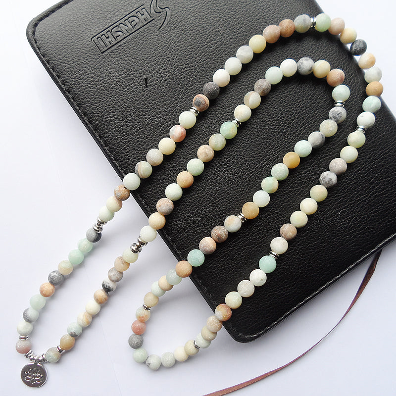 108 pcs Matte Amazonite Tasbih Prayer Beads Bracelet